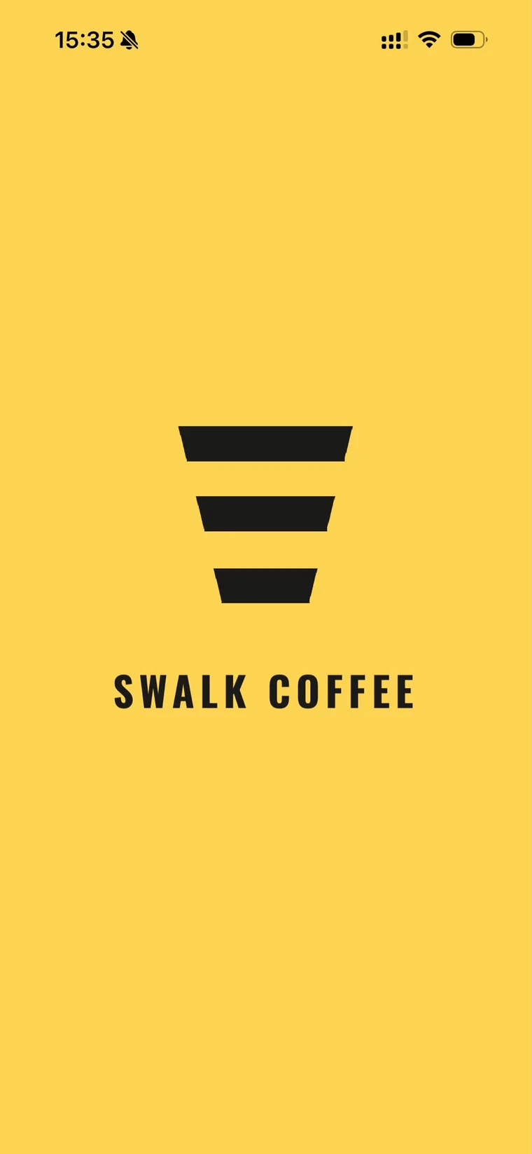Yellow splash screen of the Swalk Club app