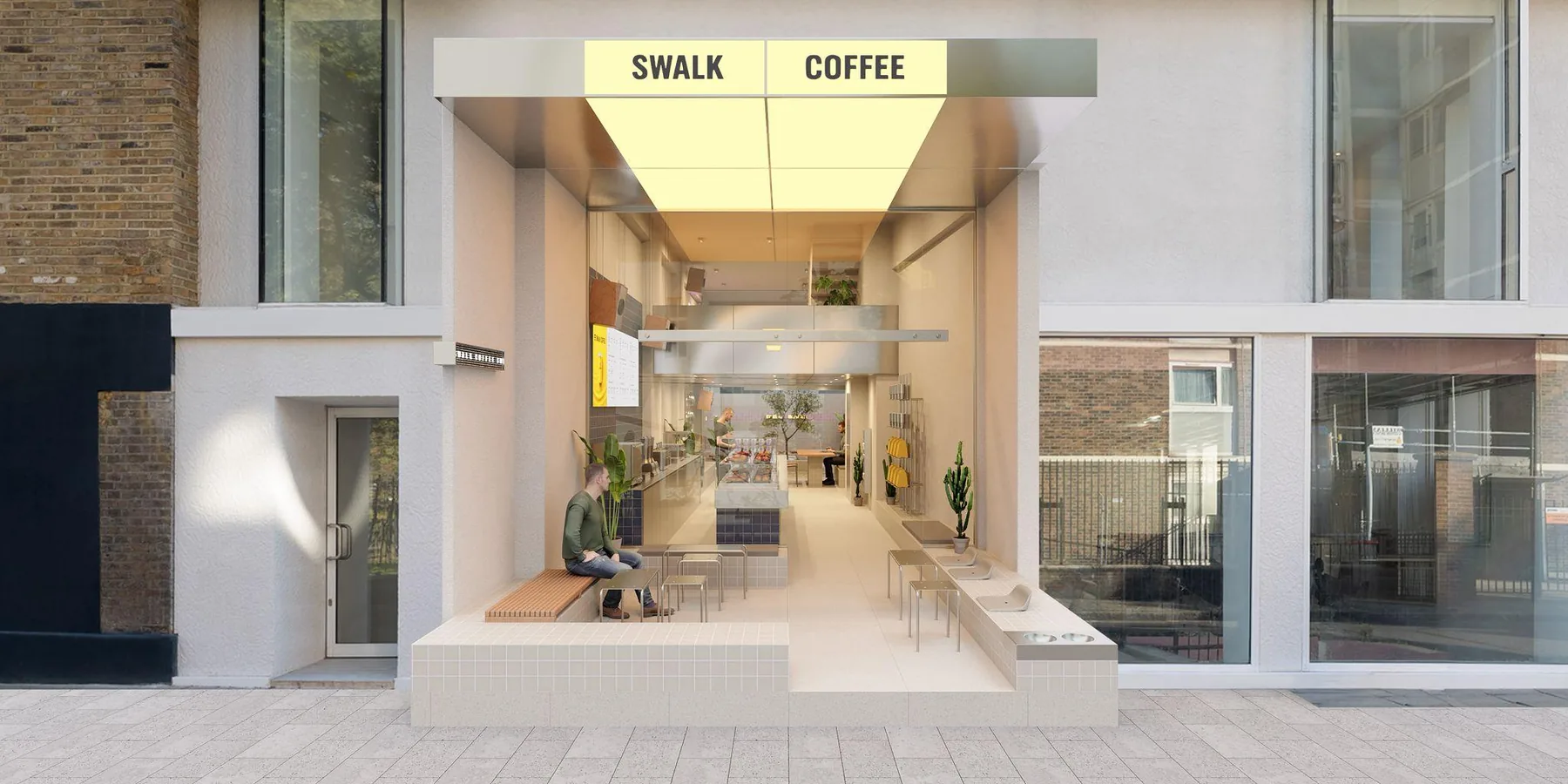 Swalk Coffee storefront concept render