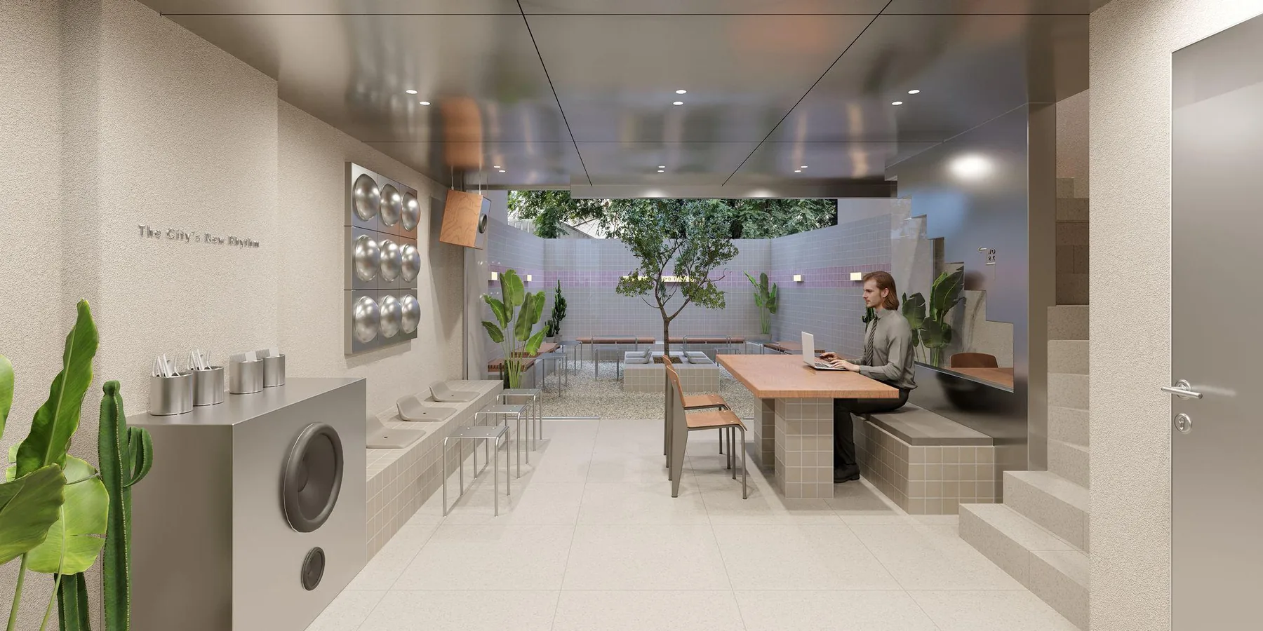 Swalk Coffee iç mekân konsept renderı