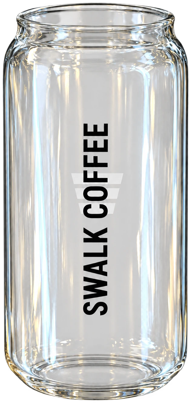 Şeffaf, kutu formunda Swalk Coffee soğuk içecek bardağı